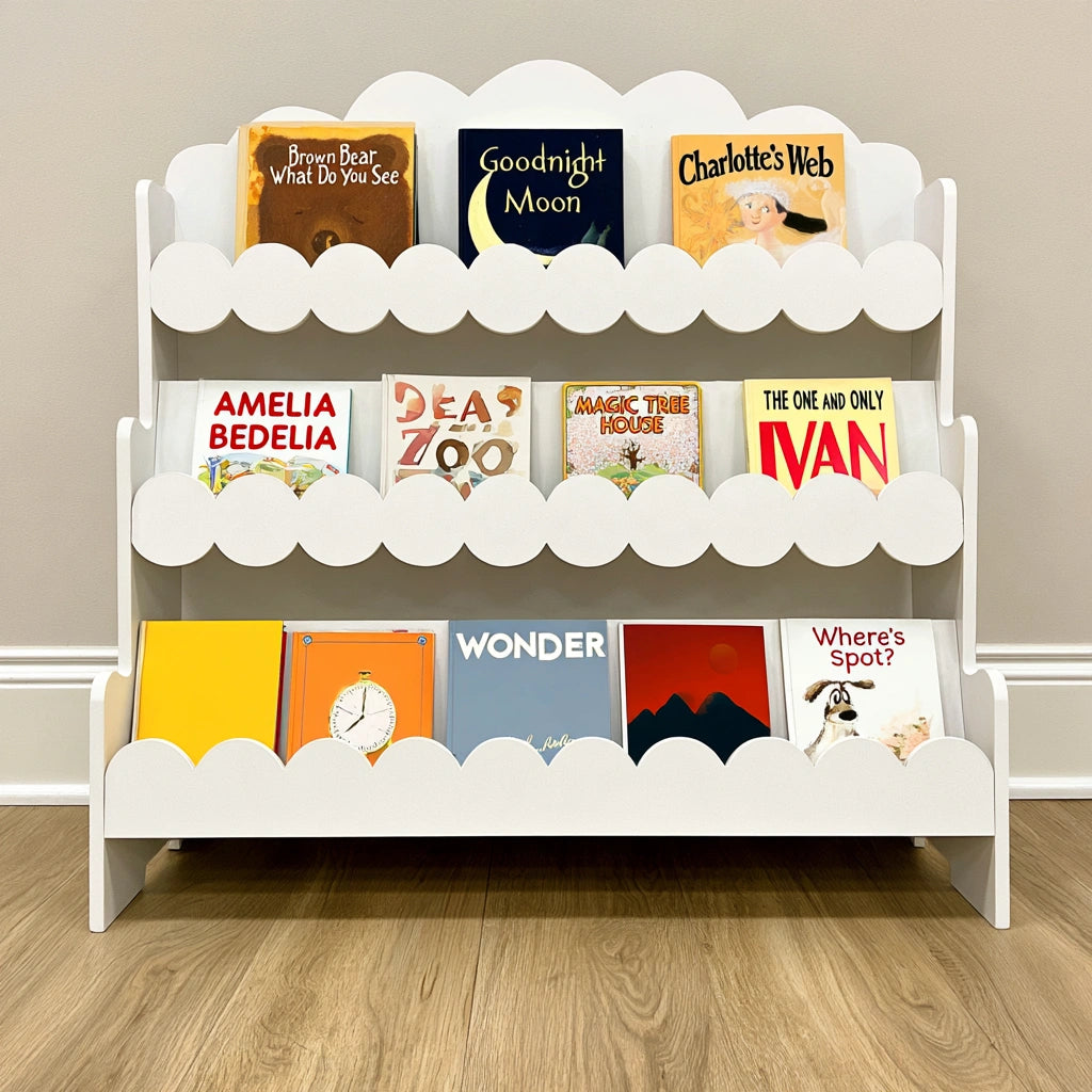 Boekenrek van hout, kleur wit