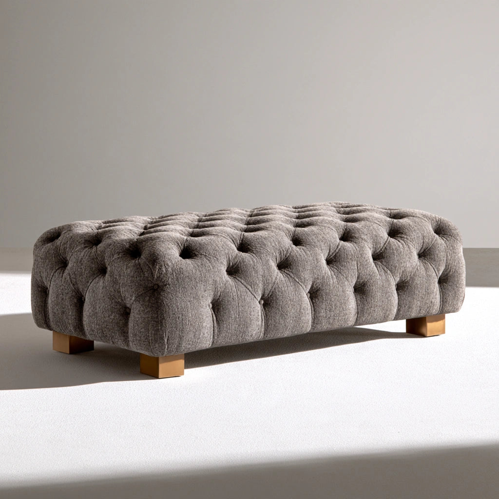 Opbergbank met fluwelen bekleding, kleur grijs