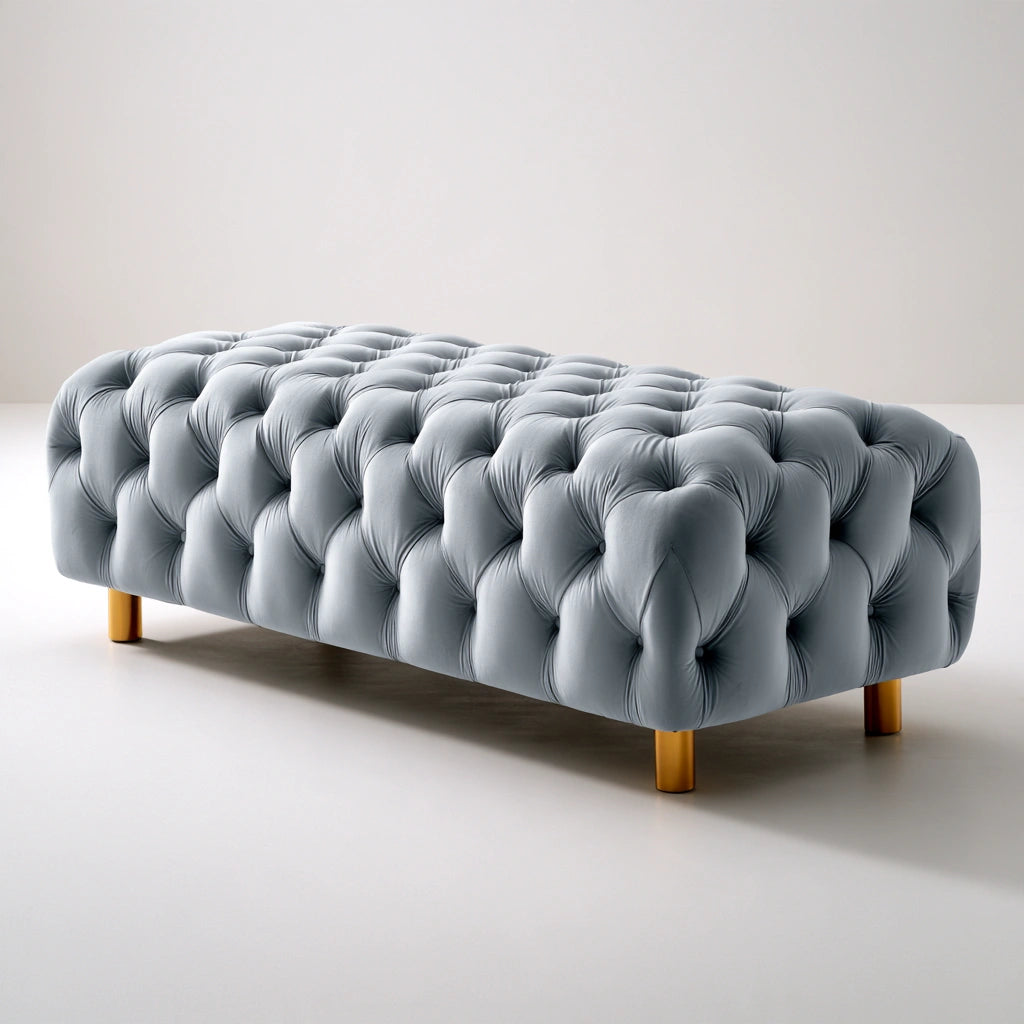 Opbergbank met fluwelen bekleding, kleur grijs